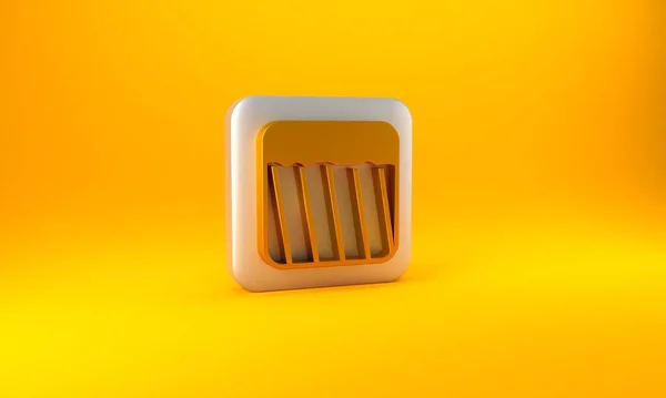 Gold Ground icon isolated on yellow background. Silver square button. 3D render illustration.