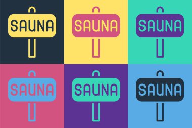 Pop Art Sauna simgesi renk arkaplanda izole edildi. Vektör.