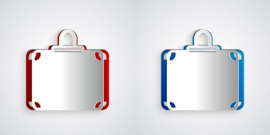 Kağıt kesiği seyahat simgesi için bavul gri arkaplanda izole edildi. Seyahat bagaj tabelası. Seyahat bagaj ikonu. Kağıt sanatı tarzı. Vektör.