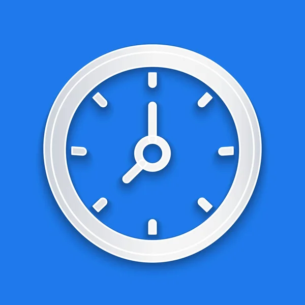 Papier Découpé Icône Horloge Isolé Sur Fond Bleu Symbole Temporel — Image vectorielle