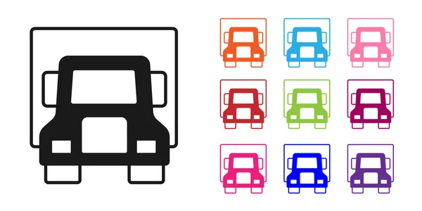 Schwarz Lieferung Lastkraftwagen Symbol Isoliert Auf Weißem Hintergrund Setzen Sie — Stockvektor