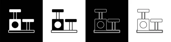 Установите Столбик Игрушечным Значком Изолированным Черно Белом Фоне Вектор — стоковый вектор