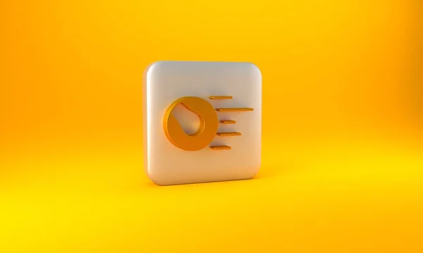 Gold Pet Hračky Koule Ikona Izolované Žlutém Pozadí Stříbrný Knoflík — Stock fotografie
