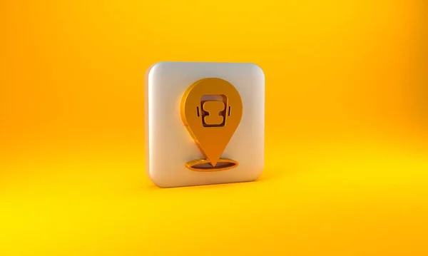 Gold Box Helm Symbol Isoliert Auf Gelbem Hintergrund Silberner Quadratischer — Stockfoto