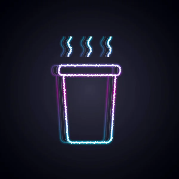 Glowing Neon Line Cup Tea Icon Isolated Black Background Vector — Stock Vector