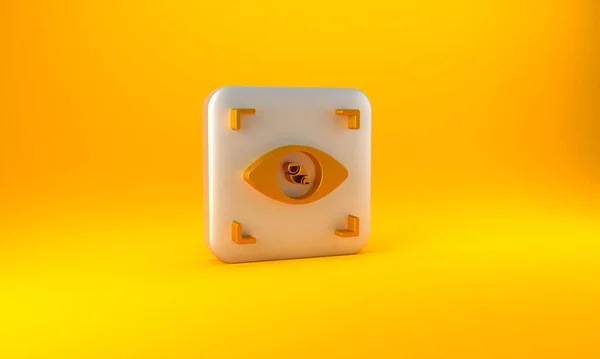 Icono Exploración Gold Eye Aislado Sobre Fondo Amarillo Ojo Escáner —  Fotos de Stock