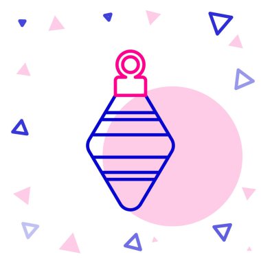 Beyaz arka planda izole edilmiş çizgi Noel topu ikonu. Mutlu Noeller ve mutlu yıllar. Renkli taslak konsepti. Vektör