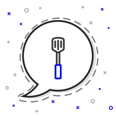 Beyaz arkaplanda ızgara spatula simgesi izole edildi. Mutfak spatula ikonu. Barbekü spatula işareti. Barbekü ve ızgara aleti. Renkli taslak konsepti. Vektör