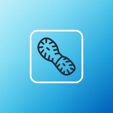 Çizgi insan ayak izleri mavi arka planda izole edilmiş ayakkabı ikonu. Ayakkabı tabanı. Renkli taslak konsepti. Vektör