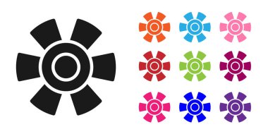 Siyah Güneş simgesi beyaz arkaplanda izole edildi. Simgeleri renklendirin. Vektör