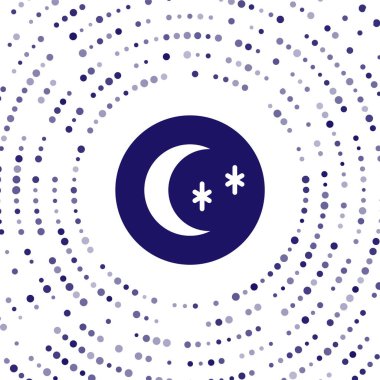 Blue Moon and stars icon isolated on white background. Cloudy night sign. Sleep dreams symbol. Full moon. Night or bed time sign. Abstract circle random dots. Vector