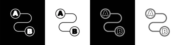 Establezca Icono Ubicación Route Aislado Sobre Fondo Blanco Negro Señal — Archivo Imágenes Vectoriales