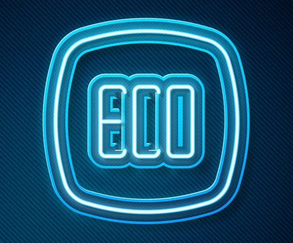 Λαμπερό Νέον Γραμμή Φύλλο Eco Σύμβολο Εικονίδιο Απομονώνονται Μπλε Φόντο — Διανυσματικό Αρχείο