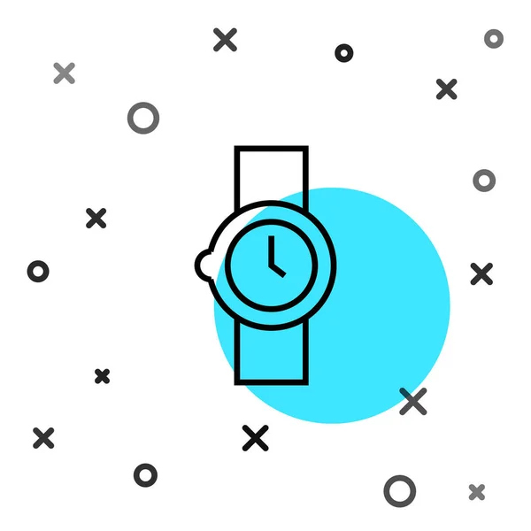ブラックライン白の背景に隔離された腕時計アイコンを手首 腕時計のアイコン ランダムな動的形状 ベクトル — ストックベクタ