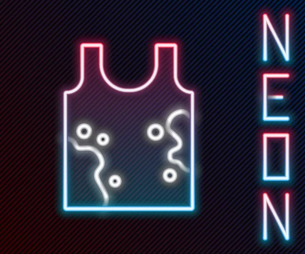 Glödande Neon Linje Smutsig Shirt Ikon Isolerad Svart Bakgrund Färgstarkt — Stock vektor