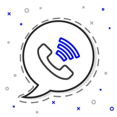 Hat Telefonu, beyaz arkaplanda 24 saatlik destek ikonu izole edildi. Tüm gün müşteri destek merkezi. Tam zamanlı çağrı servisi. Renkli taslak konsepti. Vektör.