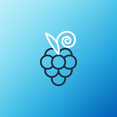 Üzüm ağacı ikonu mavi arkaplanda izole edilmiş. Renkli taslak konsepti. Vektör.