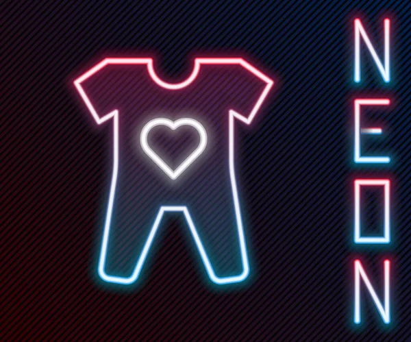 Glödande Neon Line Baby Kläder Ikon Isolerad Svart Bakgrund Babykläder — Stock vektor