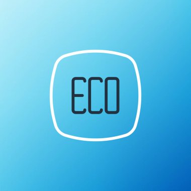 Çizgi Yaprak Çevre sembolü simgesi mavi arkaplanda izole edildi. Pankart, etiket, etiket, logo, çevre yeşili etiketi. Renkli taslak konsepti. Vektör.