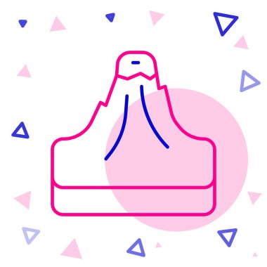 Beyaz arkaplanda çizgi volkan simgesi izole edildi. Renkli taslak konsepti. Vektör.