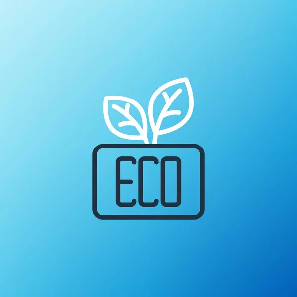 Line Leaf Eco Symbool Pictogram Geïsoleerd Blauwe Achtergrond Banner Label — Stockvector