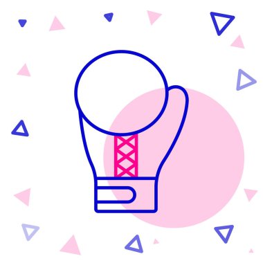 Beyaz arkaplanda çizgi boks eldiveni simgesi izole edildi. Renkli taslak konsepti. Vektör.