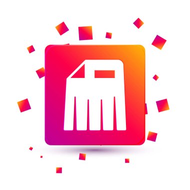 Beyaz Kağıt Öğütücü gizli ve özel belge ofisi bilgi koruma simgesi beyaz arkaplanda izole edildi. Kare renk düğmesi. Vektör.