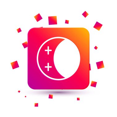 Beyaz arka planda izole edilmiş güneş tutulması simgesi. Tam sonar tutulması. Kare renk düğmesi. Vektör.