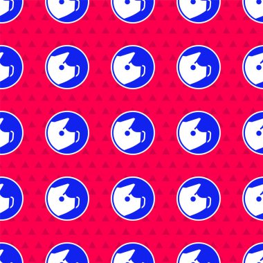 Mavi Domuz simgesi kırmızı arkaplanda izole edilmiş kusursuz desen. Hayvan sembolü. Vektör.