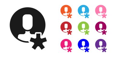 Siyah seçilmiş çalışan simgesi beyaz arkaplanda izole edildi. Kafa avcılığı. İş hedefi ya da İş Bulma. İş için insan kaynakları ve adam toplama. Simgeleri renklendirin. Vektör.