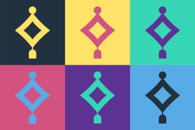 Pop Art Kağıt Fener ikonu renk arkaplanda izole edildi. Vektör.