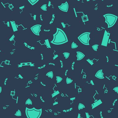 Kalkan 'ı, güvenlik kamerasını, Hırsız maskesini ve güvenlik kamerasını kusursuz bir şekilde ayarla. Vektör.