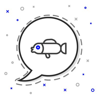 Kirpi balığı simgesi beyaz arkaplanda izole edildi. Fugu balığı Japon kirpi balığı. Renkli taslak konsepti. Vektör.