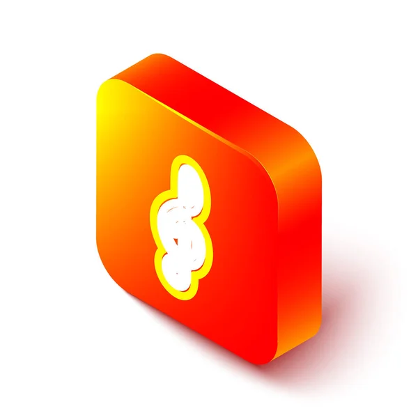 Isometrische Linie Notenschlüssel Symbol Isoliert Auf Weißem Hintergrund Orangefarbene Quadratische — Stockvektor