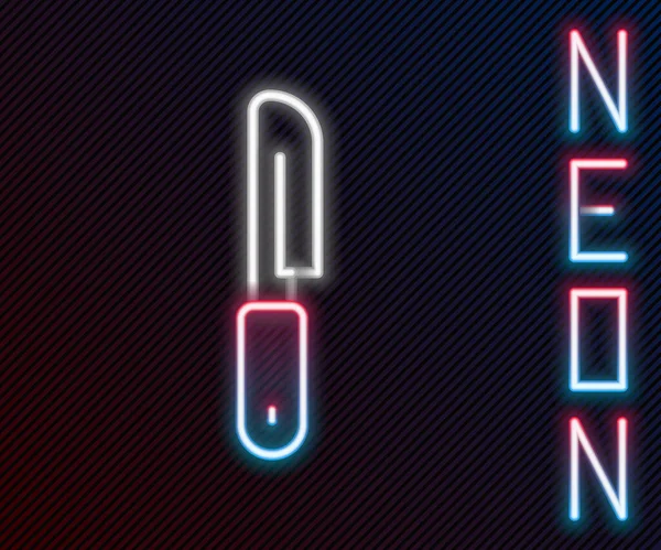 Glödande Neon Linje Kniv Ikon Isolerad Svart Bakgrund Bestick Symbol — Stock vektor