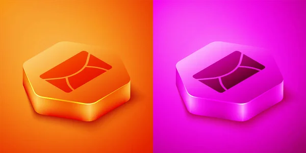Isometrisk Mail Och Post Ikon Isolerad Orange Och Rosa Bakgrund — Stock vektor