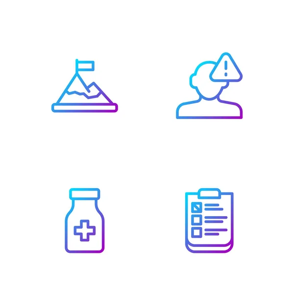 Définir Ligne Test Psychologique Pilules Sédatives Montagnes Avec Drapeau Sur — Image vectorielle