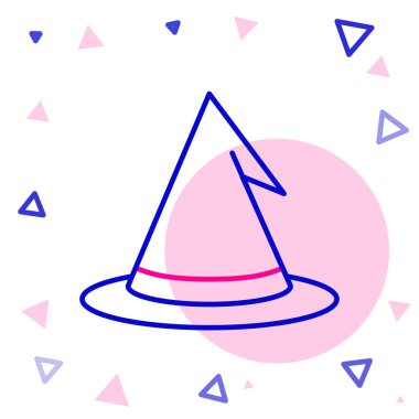 Çizgi Cadı şapkası simgesi beyaz arkaplanda izole edildi. Mutlu Cadılar Bayramı Partisi. Renkli taslak konsepti. Vektör.