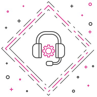 Beyaz arkaplanda hat kulaklığı simgesi izole edildi. Müşteri hizmetleri, yardım hattı, çağrı merkezi, faq, bakım. Renkli taslak konsepti. Vektör.