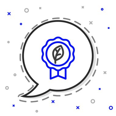 Çizgi Yaprak Çevre simgesi simgesi beyaz arkaplanda izole edildi. Pankart, etiket, etiket, logo, çevre yeşili etiketi. Renkli taslak konsepti. Vektör.