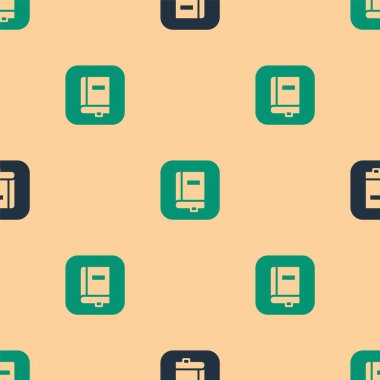 Yeşil ve siyah kanun kitabı ikonu bej arka planda kusursuz desen izole etti. Yasal yargıç kitabı. Yargılama kavramı. Vektör.