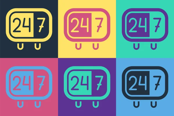 Pop Art Reloj Horas Icono Aislado Fondo Color Todo Día — Vector de stock