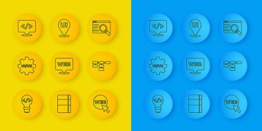 Satır Önü Geliştirme UI veya UX tasarım Web ve grafik site haritası ve simgesi ayarla. Vektör.