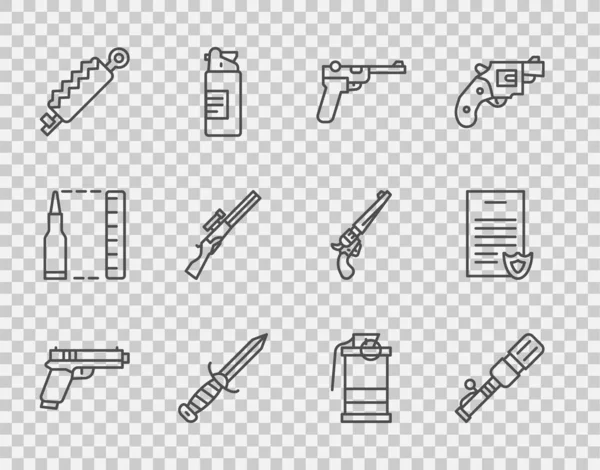 Ustaw Linię Pistolet Lub Pistolet Przeciwpancerny Granat Ręczny Mauser Wojskowy — Wektor stockowy