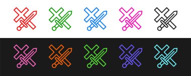 Çizgi Haçlı Seferi simgesini siyah beyaz arkaplanda izole et. Vektör.