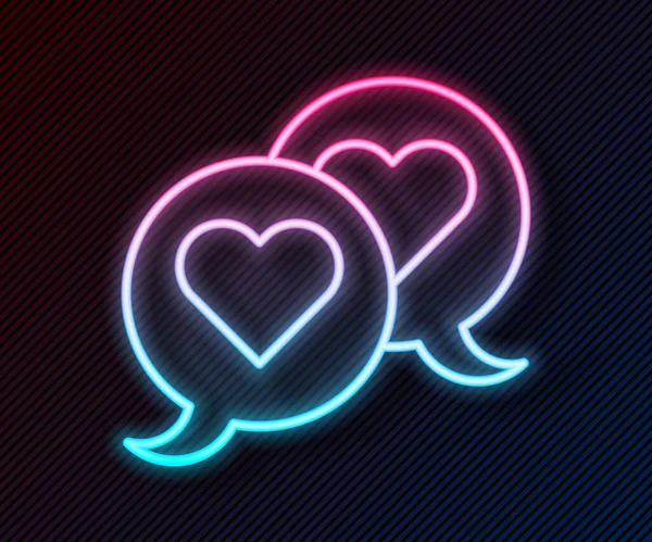 Glowing Neon Line Heart Speech Bubble Icon Isolated Black Background — Vettoriale Stock