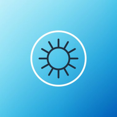Hat Sun simgesi mavi arkaplanda izole edildi. Renkli taslak konsepti. Vektör.