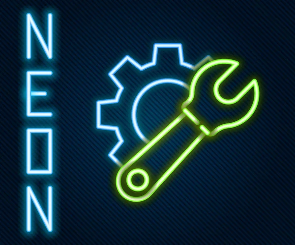 Zářící Neonová Čára Klíč Klíče Ikona Převodovky Izolované Černém Pozadí — Stockový vektor