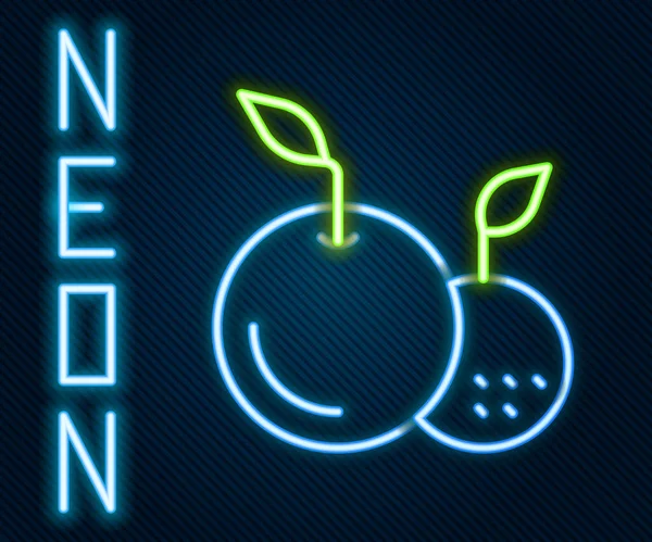 Gloeiende Neon Lijn Fruit Pictogram Geïsoleerd Zwarte Achtergrond Kleurrijk Concept — Stockvector