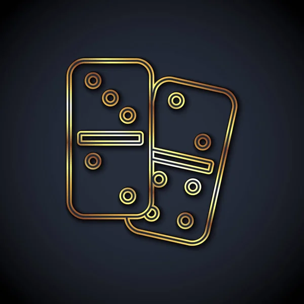 Gold Line Domino Symbol Isoliert Auf Schwarzem Hintergrund Vektor — Stockvektor